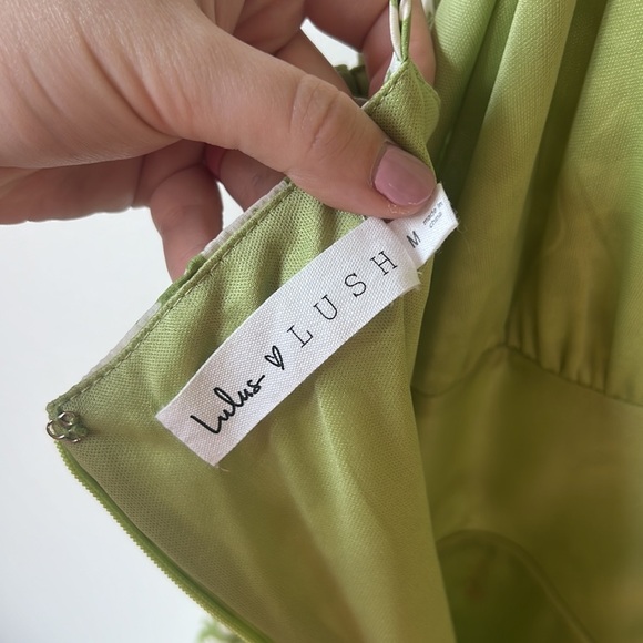 NEW Lulu’s x Lush Timeless Touch Green Floral Print A-Line Midi Dress - Picture 8 of 12